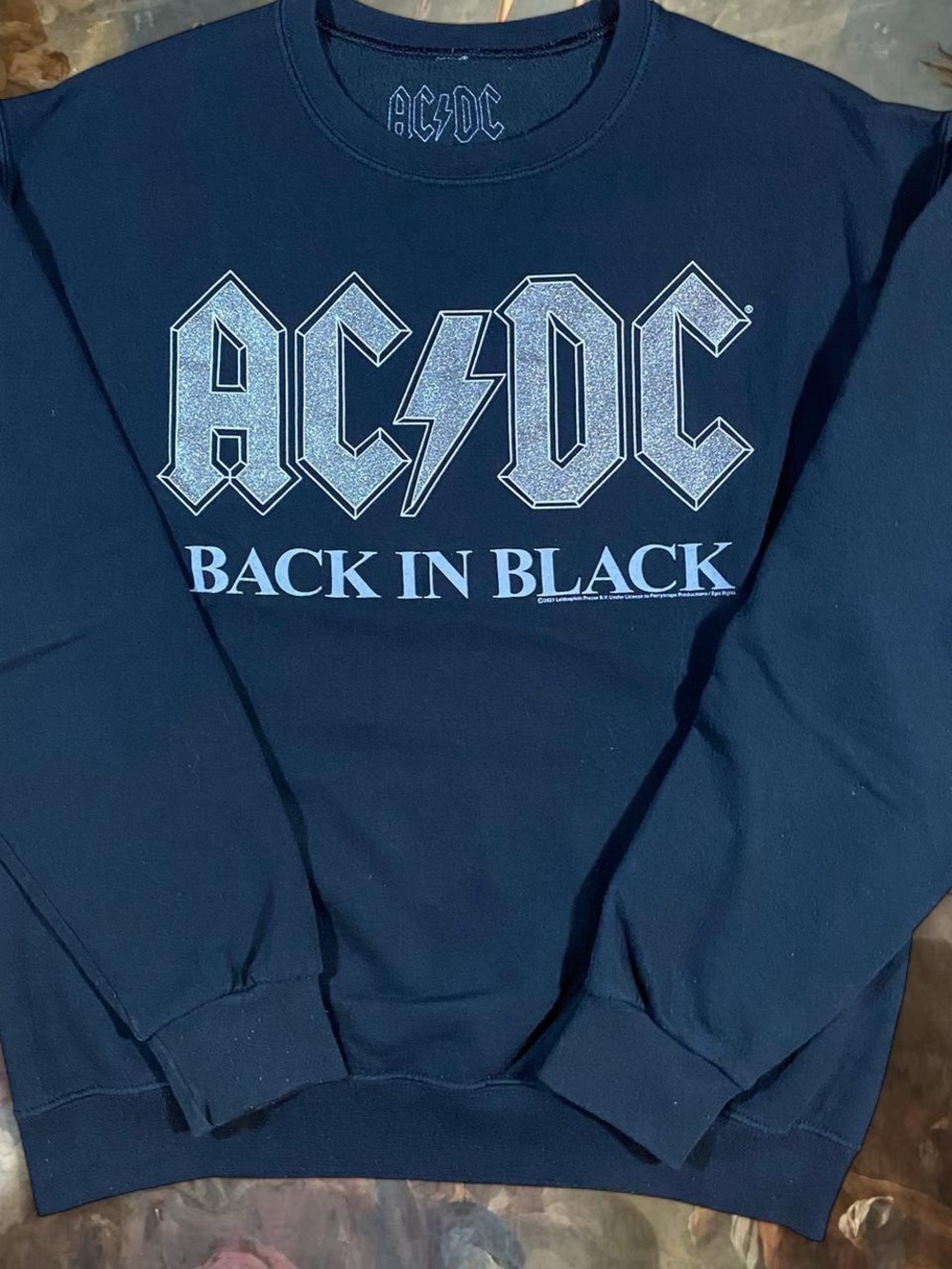 AC/DC Black Back In Black Graphic Sweatshirt - Black/White